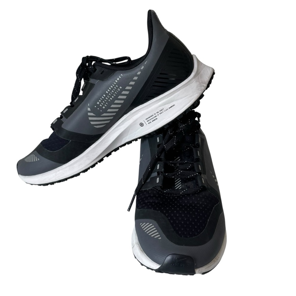 NIKE WOMENS 7.5 NIKE ZOOM PEGASUS 36 SHIELD RUNNING SHOES GREY BLACK AQ8006